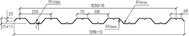 Чертеж профлиста НС 35