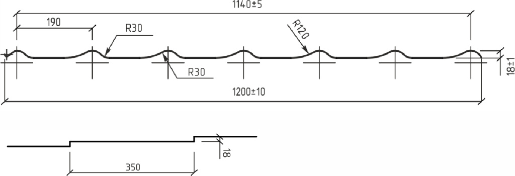 Чертеж металлочерепицы Матерей
